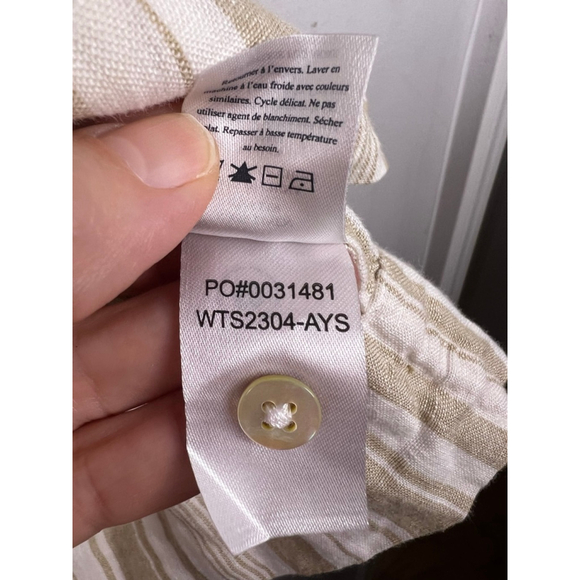 Faherty Isha Top XL 100% Linen Natural Bombay Stripe Sleeveless Blouse Resort - Picture 5 of 6